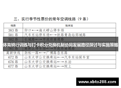 体育骑行训练与打卡积分兑换机制协同发展路径探讨与实施策略